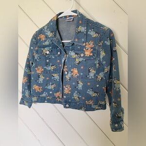 Kids Bluey Cartoon Print Blue Denim Jacket